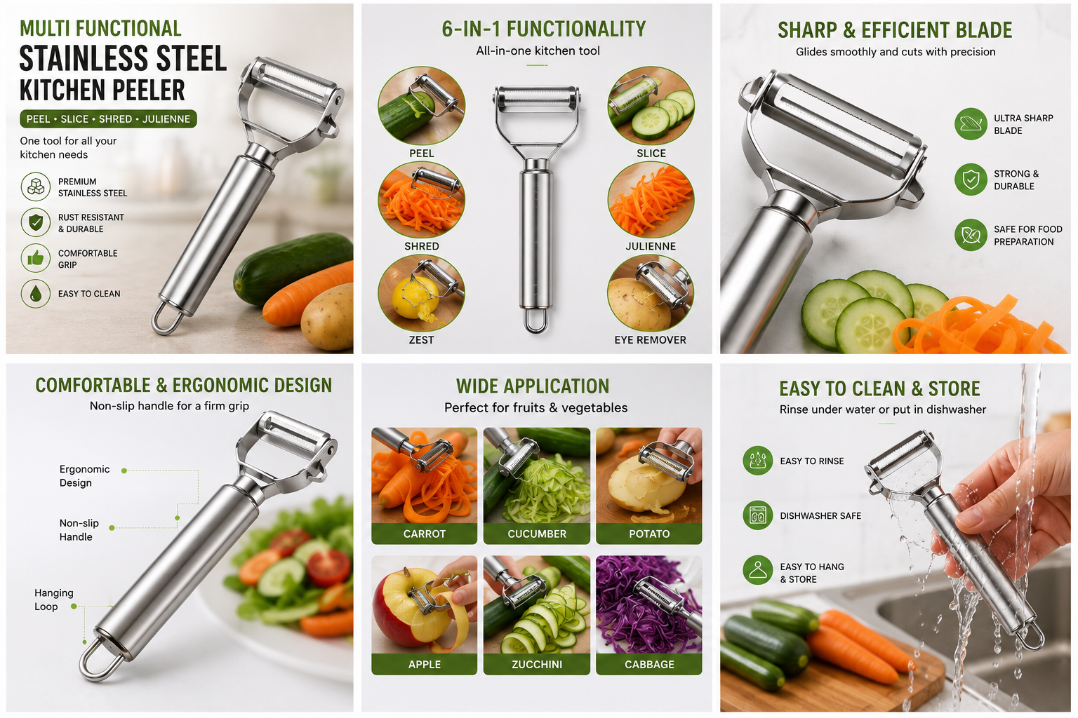 Multi Functional Stainless Steel Kitchen Peeler Fruit Vegetable Slicer