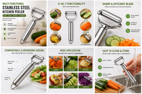 Multi Functional Stainless Steel Kitchen Peeler Fruit Vegetable Slicer