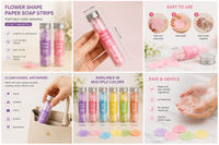 Portable Hand Washing Bath Flower Shape Paper Soap Strips in Test Tube Bottle